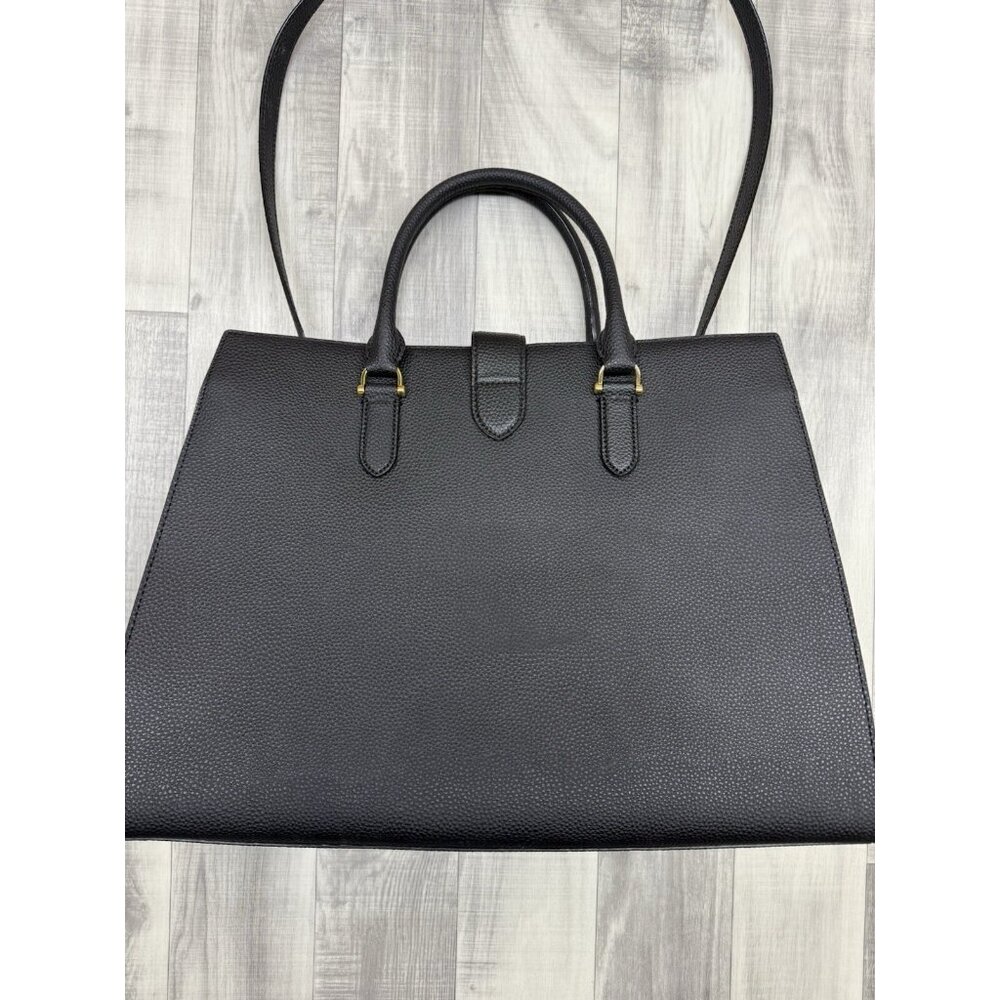 ✅Ralph Lauren Black Pebbled Leather Brigitte Tote Handbag  Plus Key Chain R.L.L - Picture 2 of 14